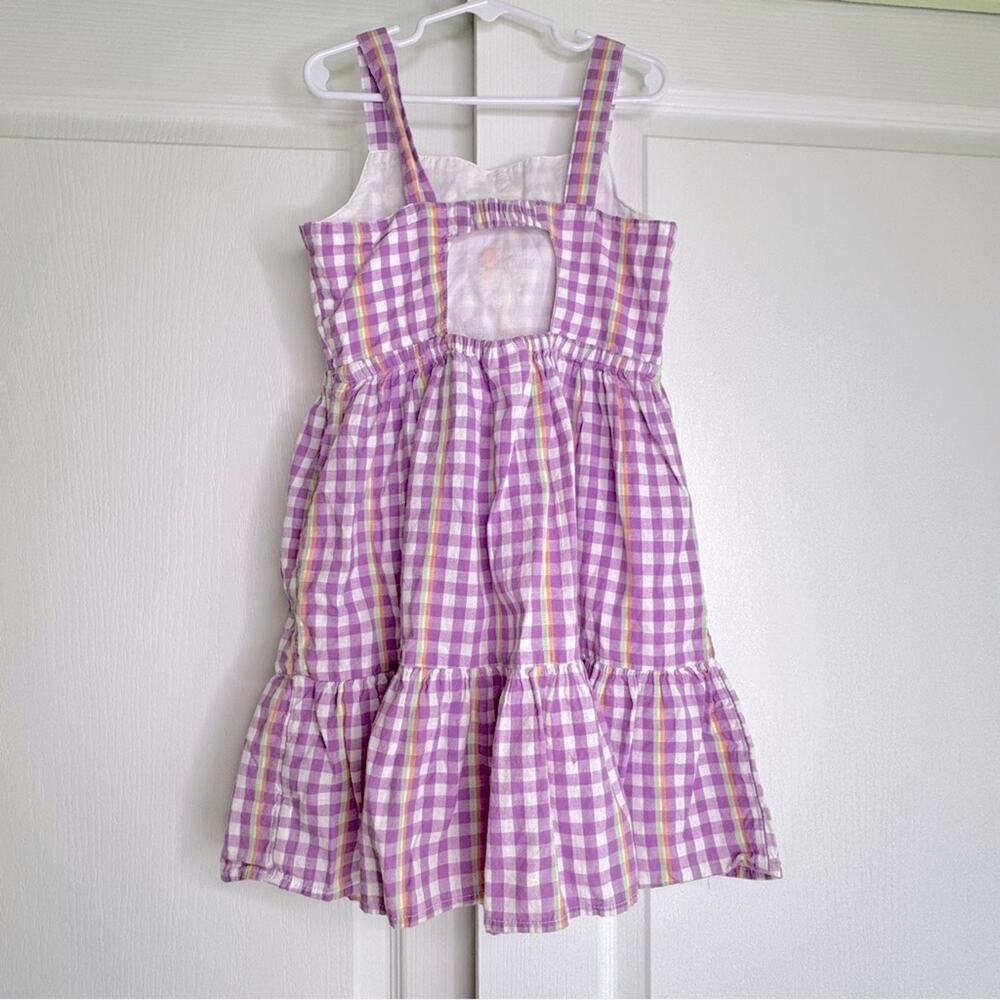 Cat & Jack Gingham Floral Embroidered Cotton Summer Mini Dress Lavender White 8 - Picture 11 of 12